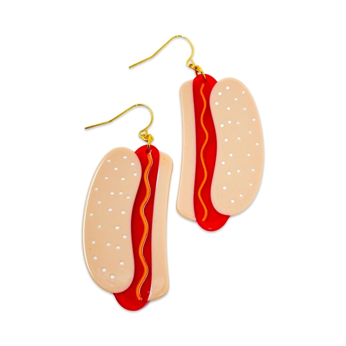 Earrings against a white background.