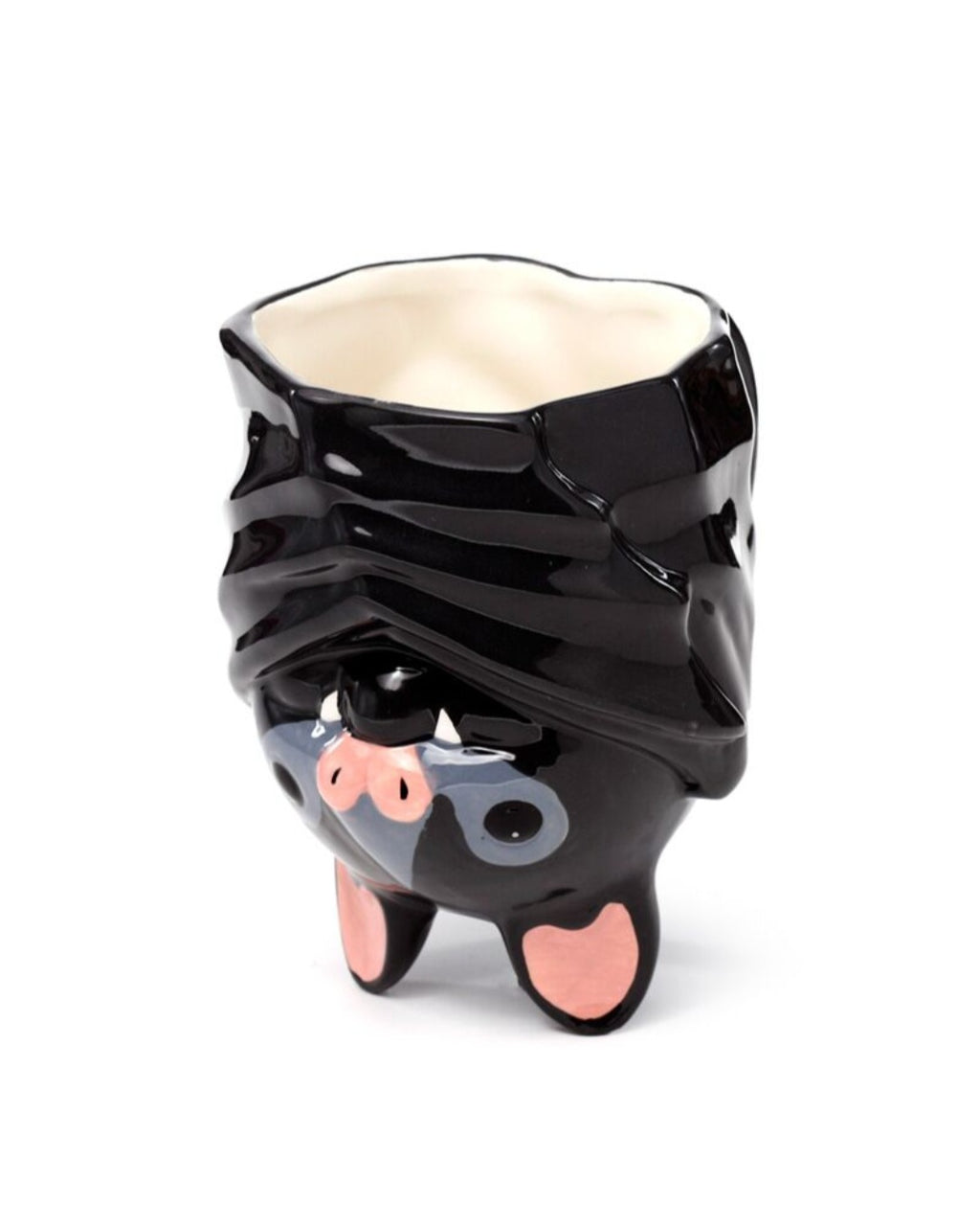 Black bat-shaped mug on a white background 