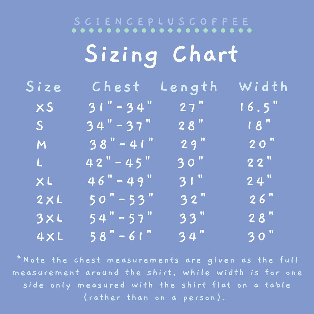 SciencePlusCofee sizing chart