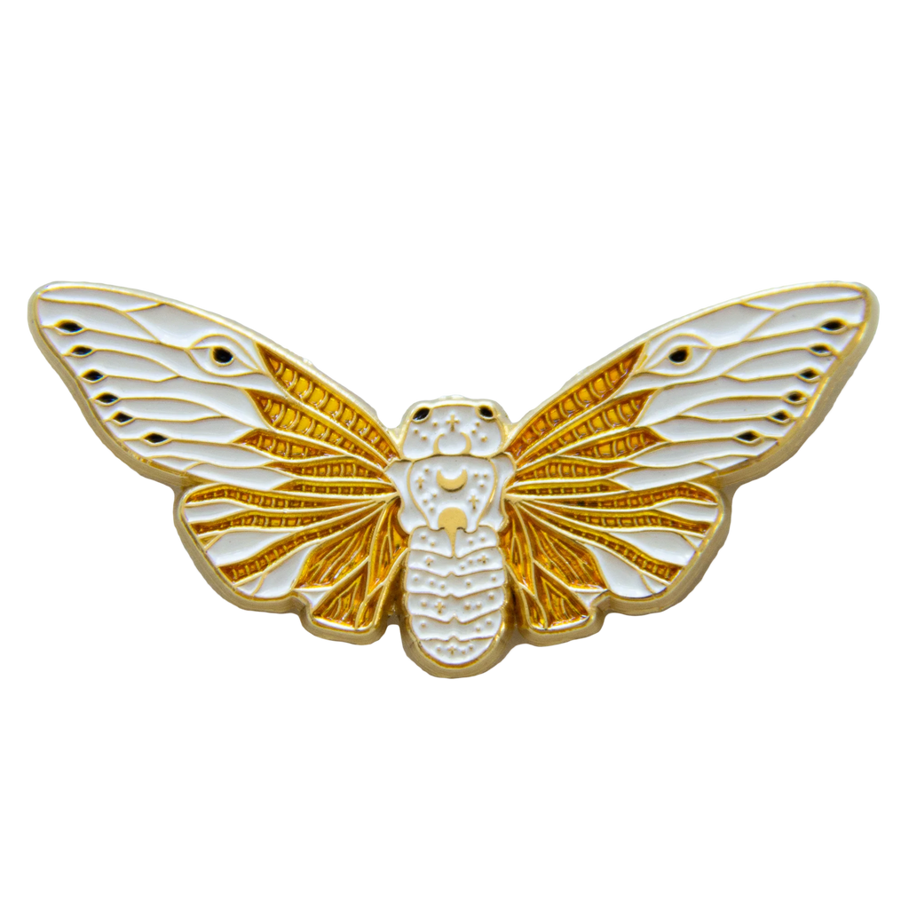 Front of pin against a white background