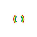 This photo shows the earrings upclose on a white background. Earrings are rainbows in the order of red, yellow, green, and sparkly blue